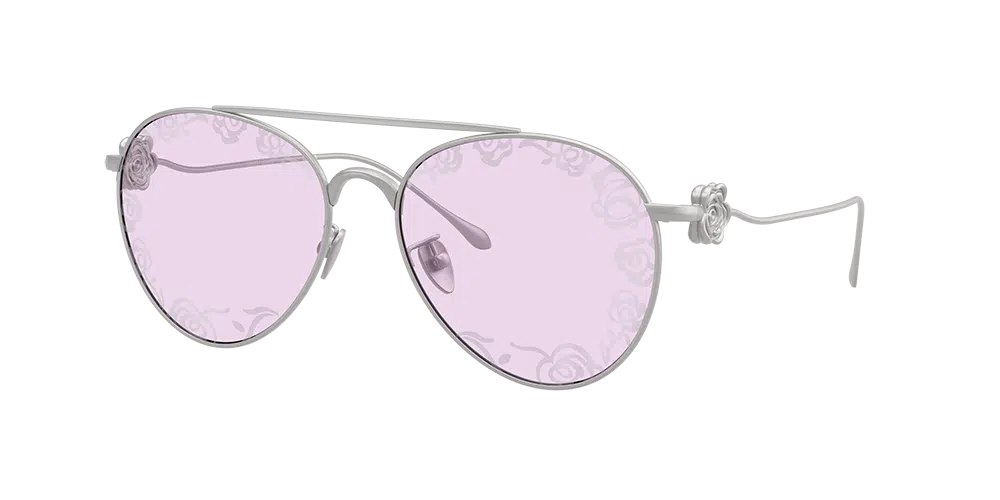 Lunettes aviator Giorgio Armani AR6167, collection Automne-Hiver 2024, avec verres roses et motifs floraux