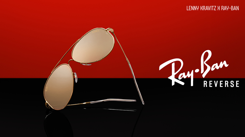 Lunettes Ray-Ban Aviator plaqué or de la Collection Reverse 2024 en collaboration avec Lenny Kravitz - Édition limitée