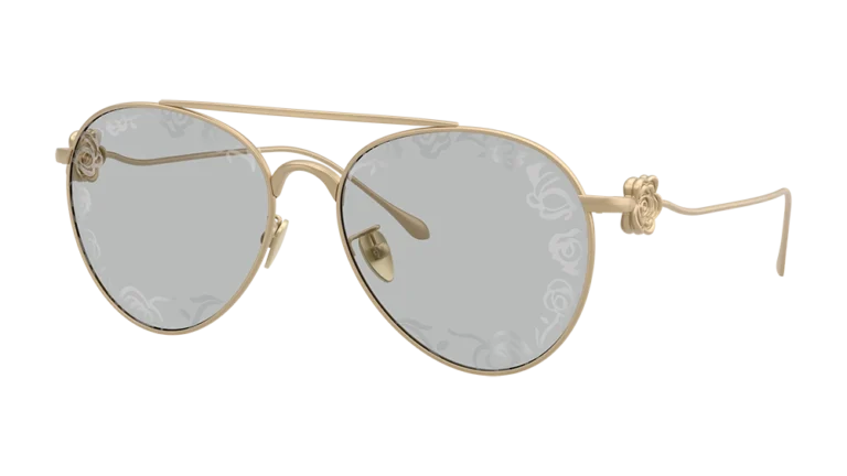 Gafas de sol Giorgio Armani AR6167, montura dorada con detalles florales, un modelo aviador refinado para 2025.