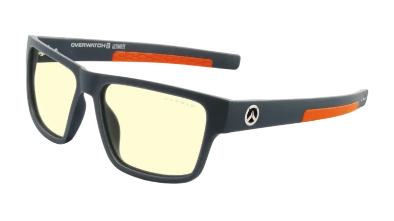 Gunnar Overwatch Ultimate Glasses with Black Frame and Amber Lenses, Designed to Reduce Blue Light