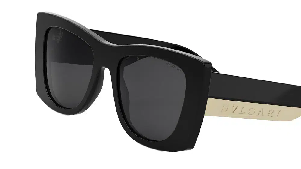 Lunettes de soleil BVLGARI Roma avec monture noire et détail doré