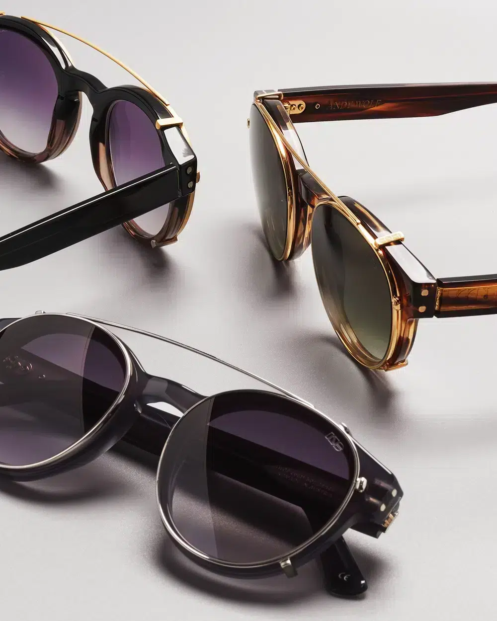 Andy Wolf glasses, AWearness AW03 collection models, various styles with clip-on