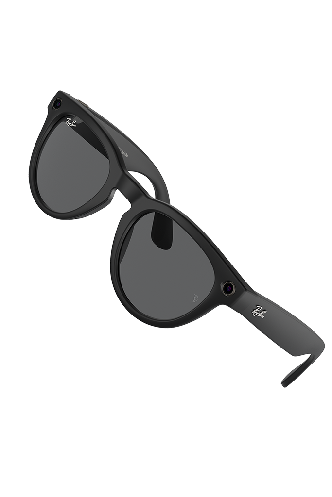 Gafas inteligentes Ray-Ban Wayfarer negras, un modelo atemporal con tecnología avanzada para 2025.