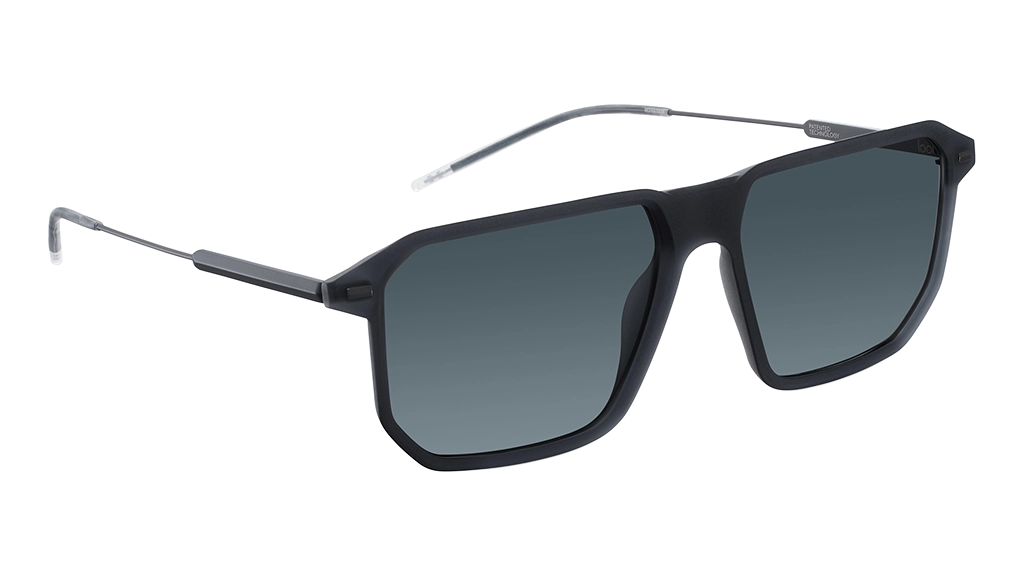 Lunettes de soleil Pyro 55S en noir de lool eyewear avec un design géométrique moderne et minimaliste.