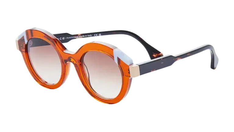 FACE À FACE sunglasses, FUSED 2 model from the COLOUR LAB / OVER LAP collection, in tortoiseshell acetate with metallic details.