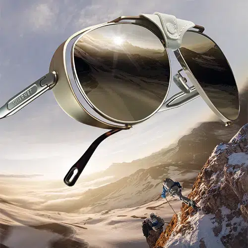 Gafas Vuarnet 2025 - Modelo alpino con lentes minerales, protección óptima para aventuras en alta montaña.