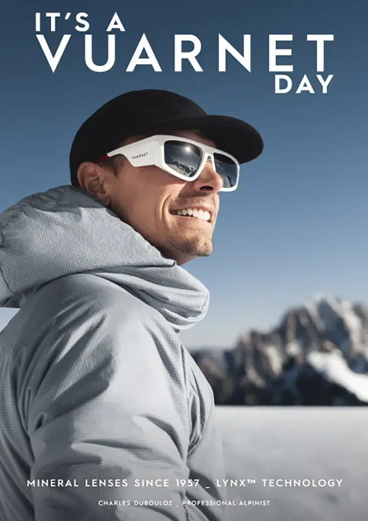 Charles Dubouloz wearing Vuarnet Altitude 01 sunglasses, designed for high mountains and extreme conditions.