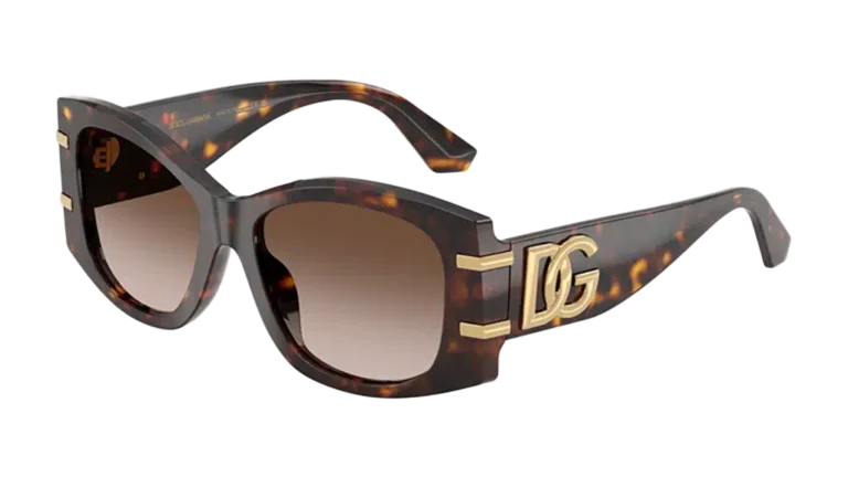 Lunettes de soleil femme Dolce Gabbana DG4501 en acétate havane avec logo DG doré