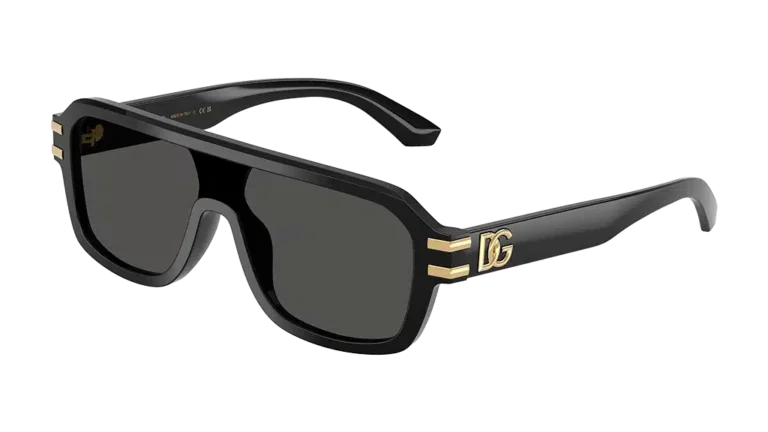 Lunettes de soleil homme Dolce Gabbana DG4507 noir avec logo DG doré