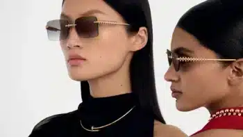 lunettes Clash de Cartier 2025 en métal doré avec branches ornées de clous picot mobiles