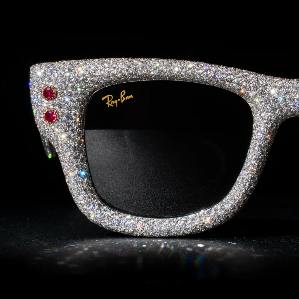 Rocky Unveils the Most Expensive Ray-Bans Ever Made 3 rayban Wayfarer Puffe full pave, or blanc 18 carats