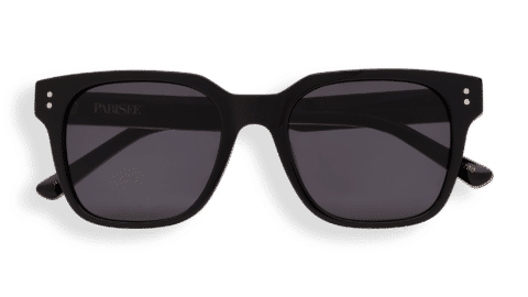 Lunettes de soleil Essentiel N1 en acétate noir polie avec verres gris foncé