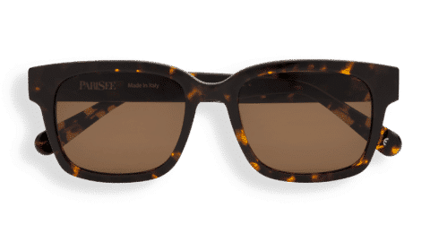 Gafas de sol Incantevole, montura rectangular de acetato carey, lentes marrones