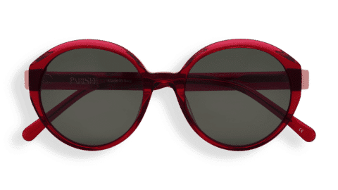Gafas de sol Fiamma, montura redonda de acetato rojo transparente, lentes grises