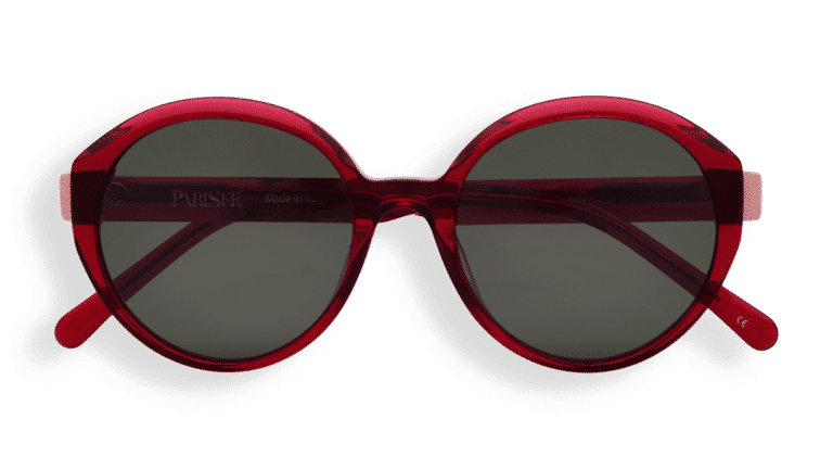 Gafas de sol Fiamma, montura redonda de acetato rojo transparente, lentes grises
