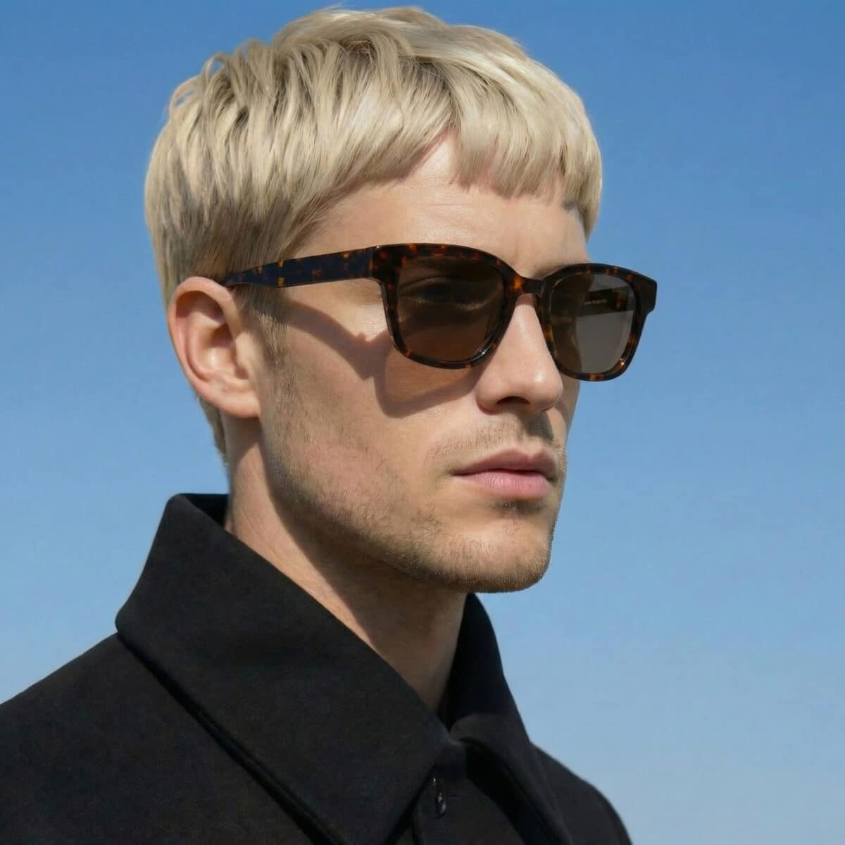 Gafas de sol Incantevole puestas, montura rectangular de acetato carey, lentes marrones