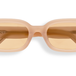 Lunettes de soleil Parisee Eyewear Essentiel N3 beige transparent, forme rectangulaire grand format, verres teintés clairs