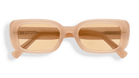 Gafas de sol Parisee Eyewear Essentiel N3 beige translúcido, forma rectangular, ajuste amplio, lentes claros