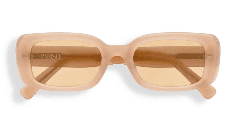 Gafas de sol Parisee Eyewear Essentiel N3 beige translúcido, forma rectangular, ajuste amplio, lentes claros