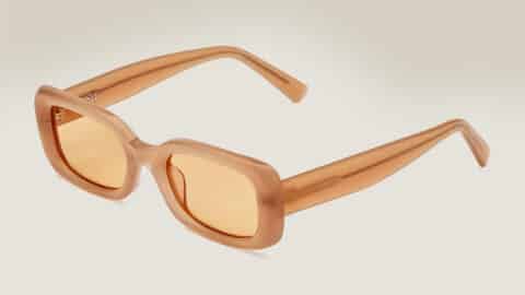 Gafas de sol Parisee Eyewear Essentiel N3 beige translúcido, montura rectangular, ajuste amplio, lentes claros