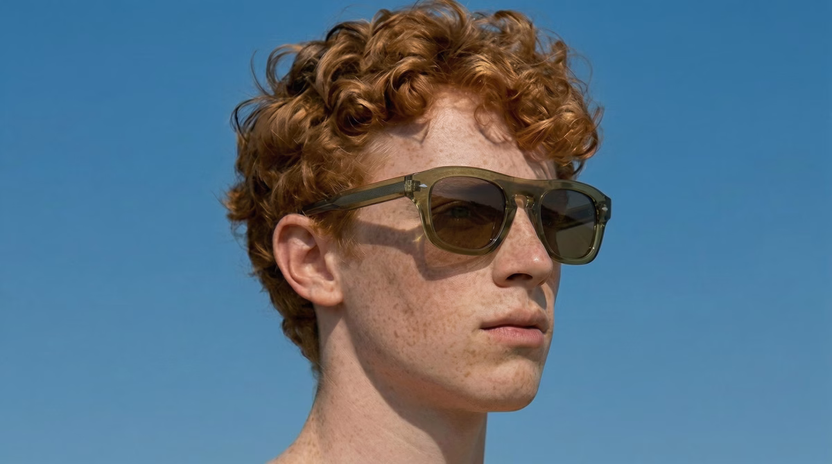 Freschezza — gafas de sol rectangulares en acetato verde cristal, Parisee Eyewear 70 Freschezza, gafas de sol rectangulares verde cristal